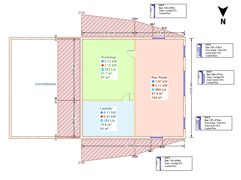 Heat Load Design Showing Wall Below Grade Depth Indicators