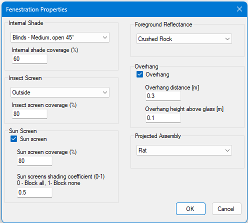 Fenestration Properties Dialog