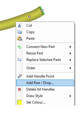 The context menu shown on a duct
