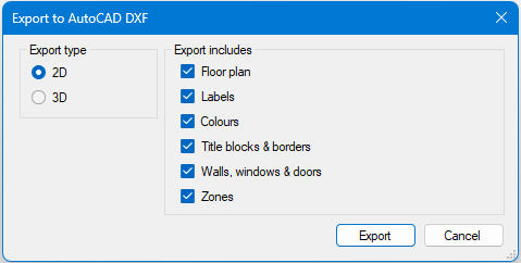 Export Design in DXF Options